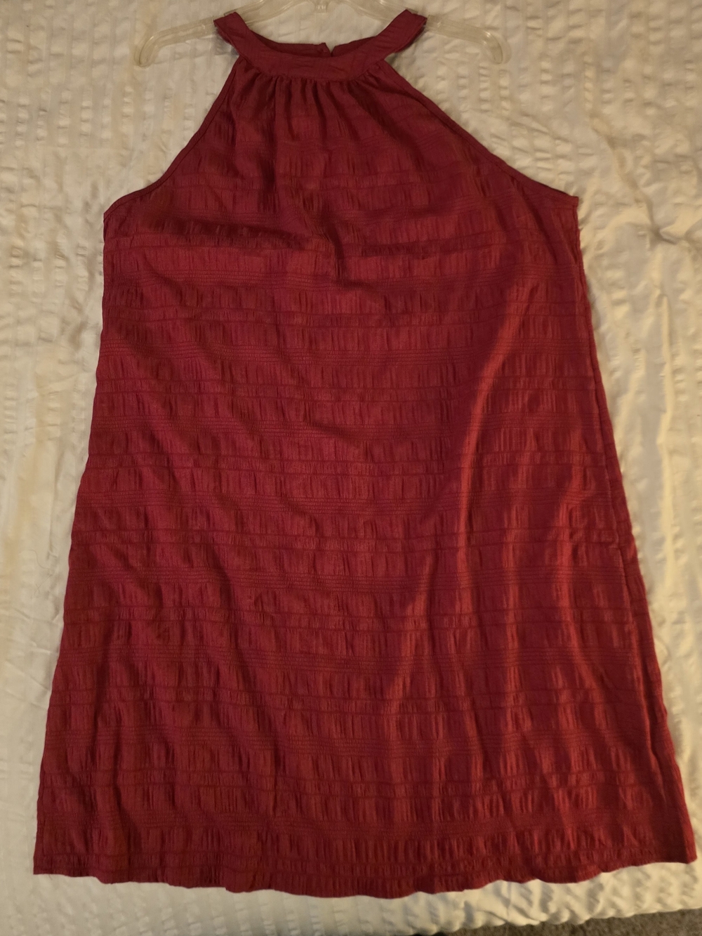 SHEIN Crimson Textured Halter Neck Mini Dress